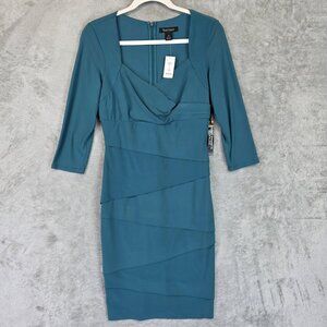 White House Black Market Dress Womens 6 Jade Blue Instantly Slimming Sheath New